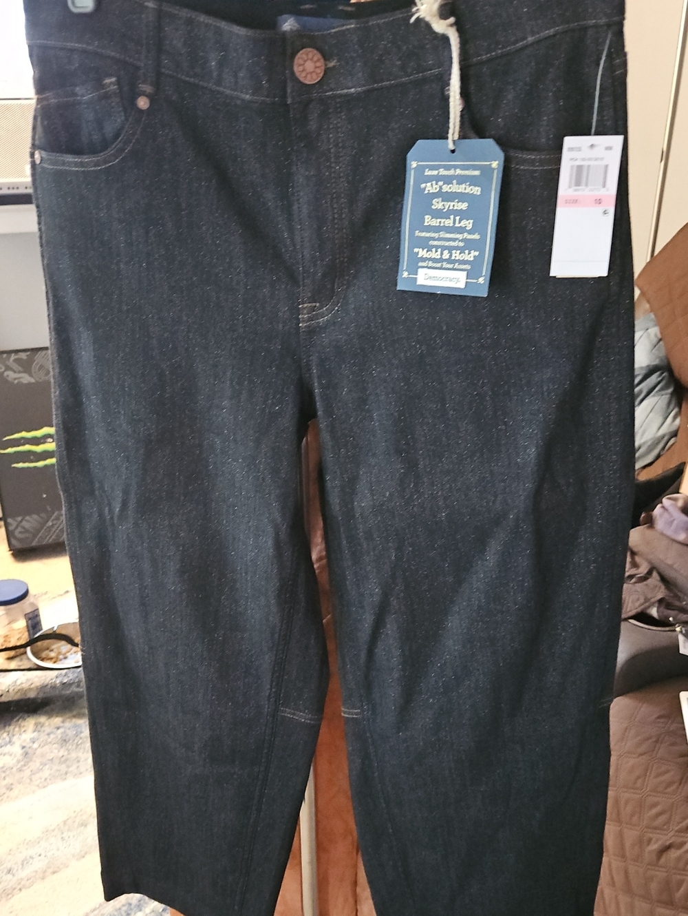 Womens Democracy Dark Indigo Jeans -  Sparkle , Skyrise Barrel Leg